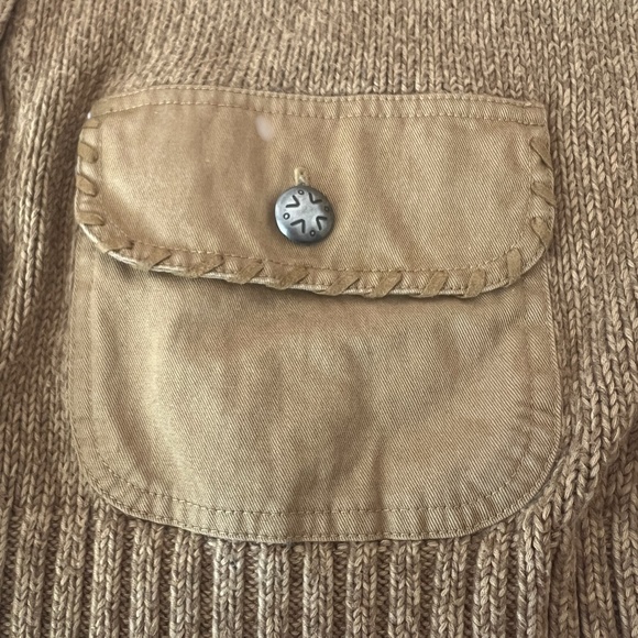 LRL Ralph Lauren Jeans Co Cashew Color Button Up Sweater Pockets Stitched‎ XL - Picture 6 of 8